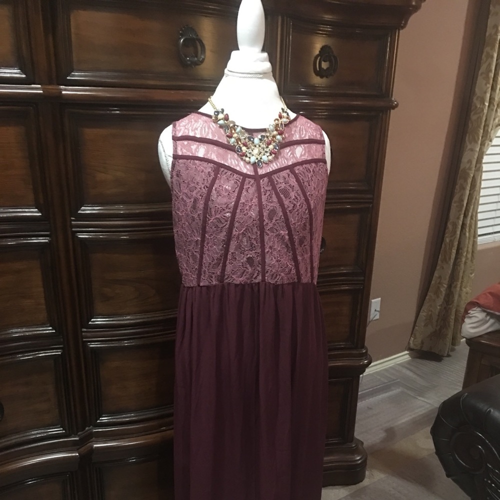 Xhilaration  Maroon Long Sleeveless Dress